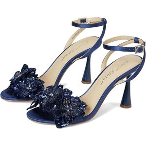 New BETSEY JOHNSON Cali Navy‎ Beaded Wedding Heels Sandals Blue Soles Size 8